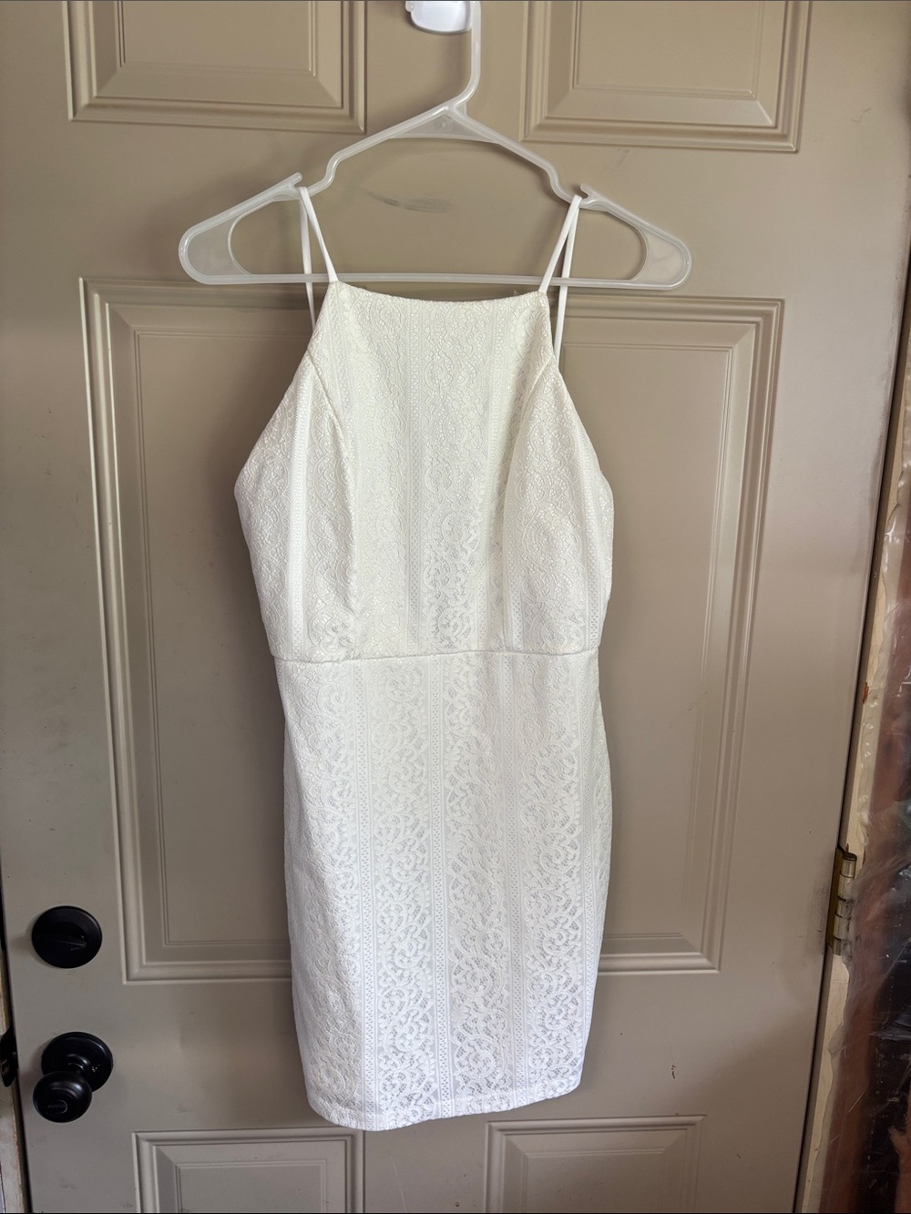 Windsor White Lace Halter Mini Dress b201